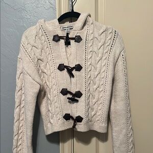 Urban Outfitters Cream Cable Knit Cardigan with Bow Accents